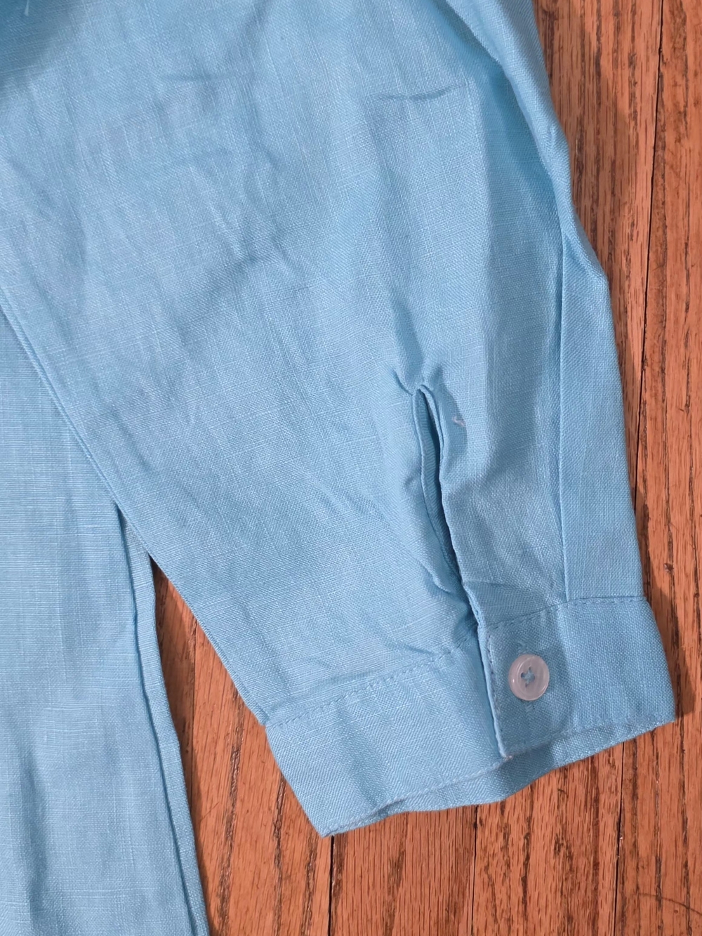 Hiho Bananakeet Dress Light Teal/Blue V-Neck Linen Tunic Dress - Picture 5 of 5